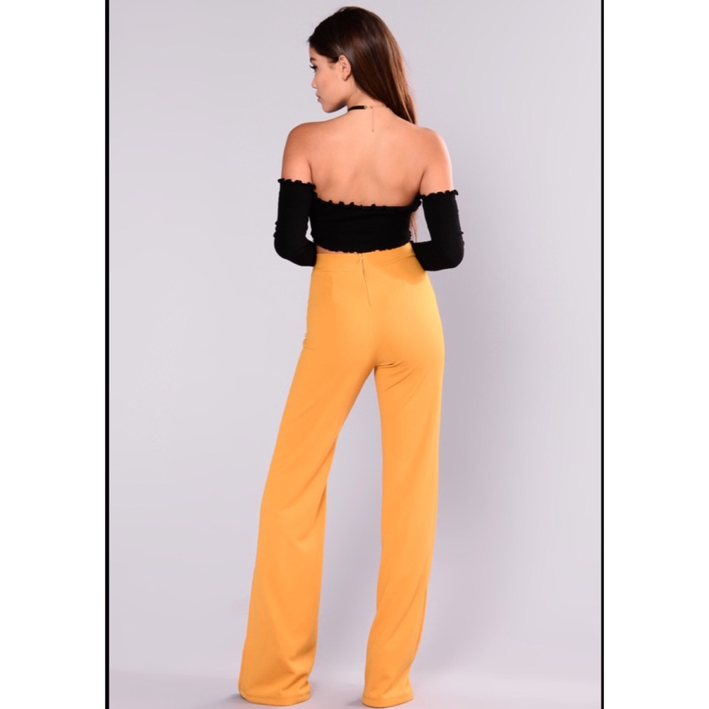Women’s Fashion Nova mustard yellow pants medium - Picture 2 of 8
